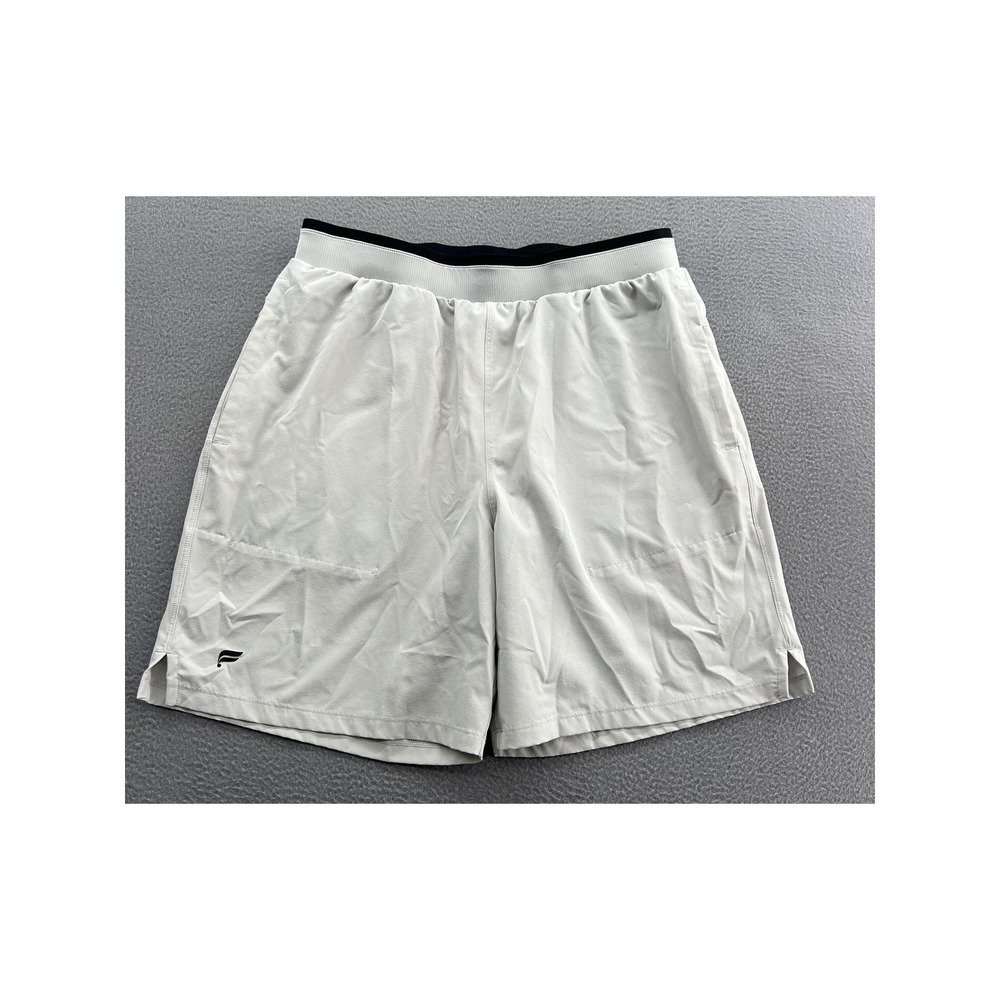 Fabletics Shorts Mens Sz L Athletic Light Gray Black Waistband 7 Inch